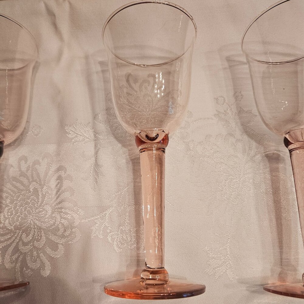 MIKASA PINK CRYSTAL WINE GLASSES 10 Oz” Set Of 6 Pink Barware